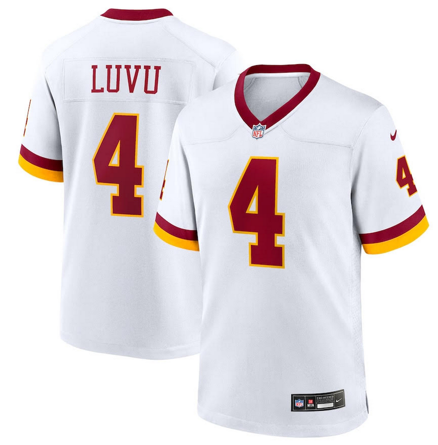 Men Washington Commanders  #4 Luvu white 2025 Nike NFL jersey